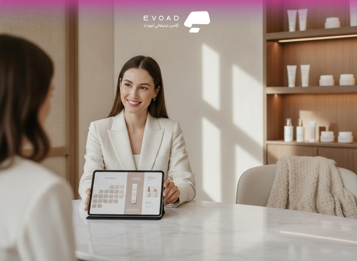 اینفوگرافیک مدلهای کسبوکار هیبریدی، شامل سایت شرکتی با قابلیت رزرو آنلاین، سایت کاتالوگ با دکمه استعلام قیمت و قدرت انعطافپذیری وردپرس